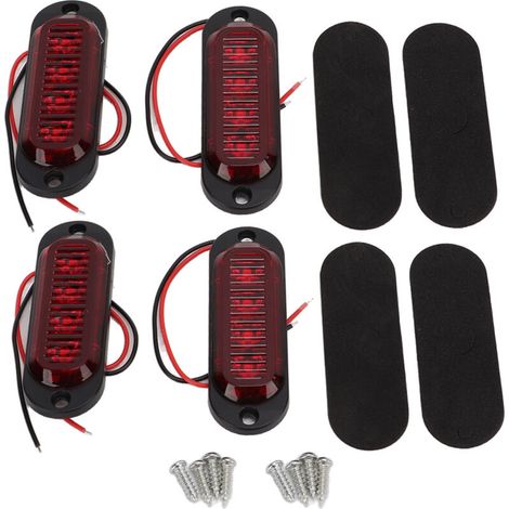 Feu de Gabarit Latéral à LED Feu Arrière Remorque Camion Camion 4 Pièces Feux Latéraux de Camion Haute Luminosité 3000K IP65 LED étanches Installation Facile Camion Lampe de Poche(rouge).