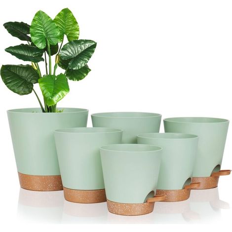 Vasi da fiori 22,3/17,1/16,5/14,9/12,7 cm con fori di drenaggio e sottovaso, in plastica, vasi per piante da interno ed esterno
