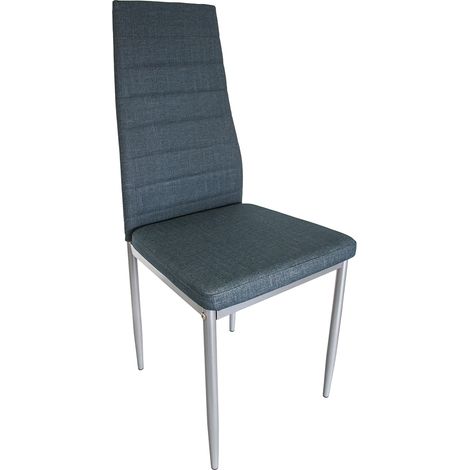 Conjunto de 4 sillas azul de Comedor con Patas metálicas y tapizadas de Piel sintética alcochado (1/5)