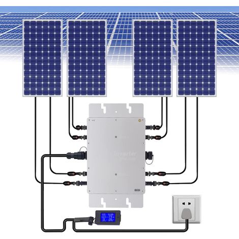 Solar Grid Tie Inverter, 1200W WVC Balkonkraftwerk Modulwechselrichter 4x MPP Tracker, auf 30V oder 36V Sonnenkollektoren, 36V Batterien anwendbar