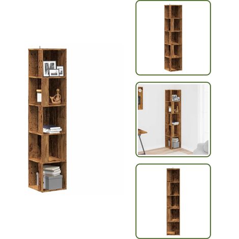The Living Store Eckregal Altholz-Optik 33x33x165 cm Holzwerkstoff - Holzwerkstoff (1/5)