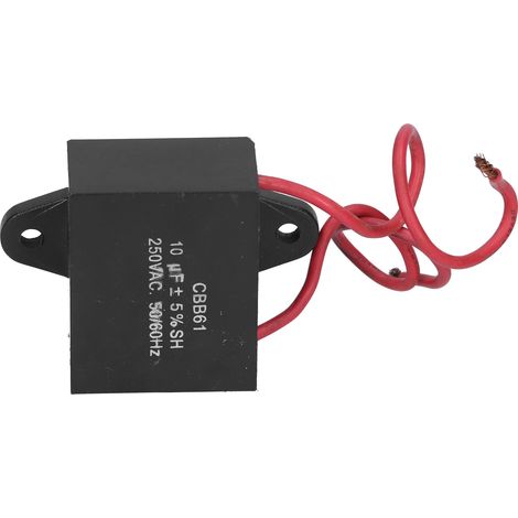 Lot de 2 condensateurs de démarrage CBB61 10UF 250VAC 50/60Hz pour ventilateur plafonnier, avec fil de liaison 14cm (1/5)