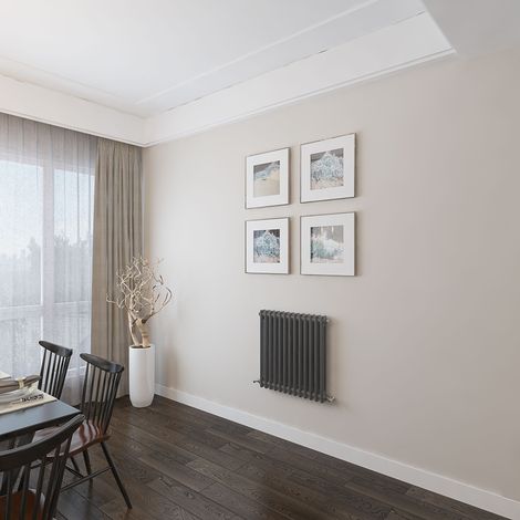 AICA 600x605mm 2 Column Horizontal Anthracite Radiator Central Heating Cast Iron Style