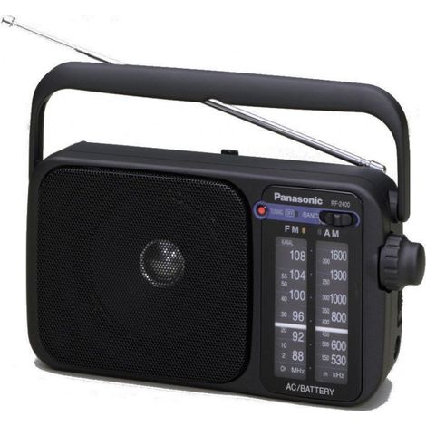 Panasonic – Radio portable FM 10 cm – Tuner numérique avec AFC – Affichage LED rouge – Fonctionnement secteur ou batterie – Poignée de transport