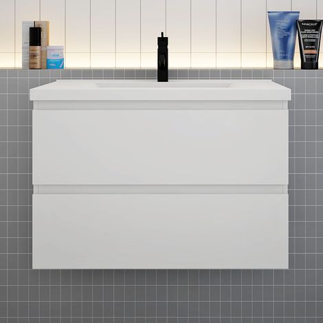 Waschtischunterschrank Selbstmontage 80cm Wei (1/5)