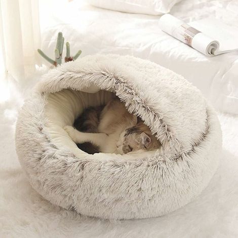 Cuccia antistress extra morbida per gatti, cuccia rilassante per cani, divano XL, comoda, lavabile, cuscino per la casa, antiscivolo (50 cm, marrone), Dolaso