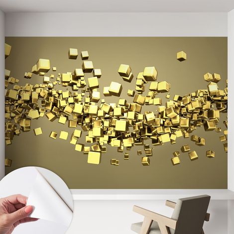 Papier peint autocollant adhésif décoratif avec motifs pour salon et chambre a motif Cubes créatifs 152x104 cm (1/5)