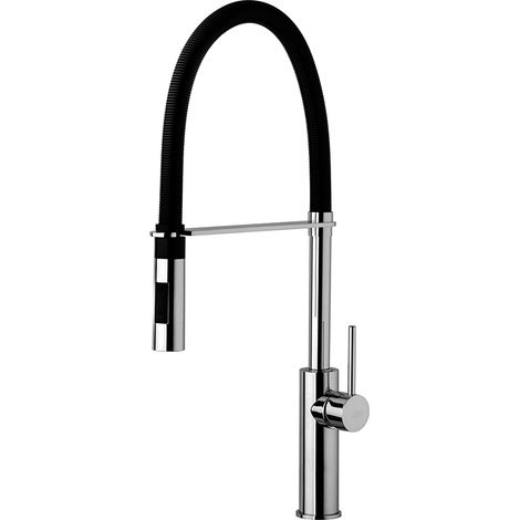Mitigeur d'évier de cuisine de couleur chrome avec ressort noir Paffoni Light LIG179CRNO Chromé (1/4)