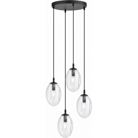 Lampadario Emibig Astral 4 luci E14 nero vetro chiaro (1/5)