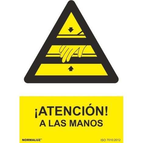 Señal ¡Atención! A Las Manos Con Tintas UV | ADHESIVOS DE VINILO - 100 x 150 mm (1/2)