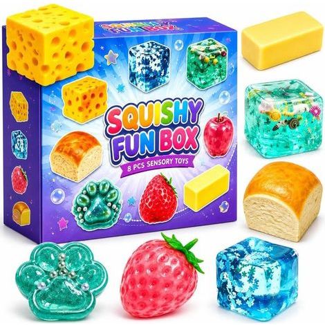 8-teilige Überraschungsbox, Malzzuckergeschmack, langsam zurückfederndes, kreatives Squishy, ideales Weihnachtsgeschenk, 8 stressabbauende Artikel (1/5)
