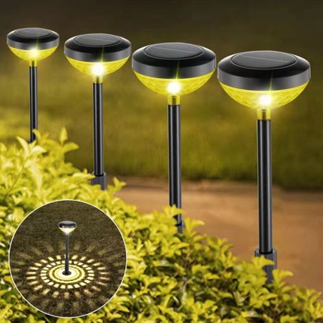 Lampe Solaire Jardin - IP65 Étanche - Blanc Chaud 3000K - 8 à 12 H Autonomie - Pour Allée Terrasse Pelouse - Lot de 4 (1/5)