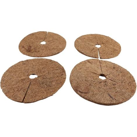 Lot de 4 disques de protection pour plantes, tapis de paillage en fibres de coco de 20 cm, protection des plantes toute l'année pour jardinière, panier de fleurs, tapis pour animaux (1/5)