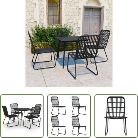 vidaXL Salle à manger extérieure - Ensemble à manger d'extérieur 5 pcs résine tressée et verre (1/5)