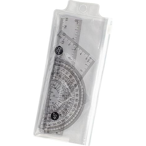 Ensemble de 4 règles rapporteurs, outil géométrie 15 cm, équerre (1/5)