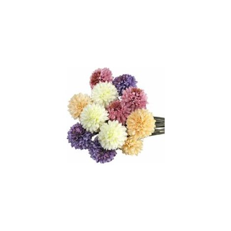 12 fleurs artificielles, chrysanthèmes artificiels en 4 couleurs + ficelle de jute + carte de vœux, bouquet d'hortensias en soie pour mariages, maison, jardin, fêtes, bureau (1/5)