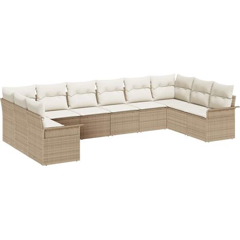 Maison Exclusive - Gartensofa-set mit Kissen 10 pcs Beige Poly-Ra