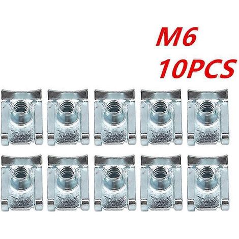 10 écrous en U M4/M5/M6/M8 pour moto et voiture, clips de fixation rapides, kits assortis, acier inoxydable 304, écrou de cheminée en forme de U - M6 - (1/5)