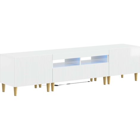 5 Piece LED TV Cabinet High Gloss White Engineered Wood vidaXL (1/5)