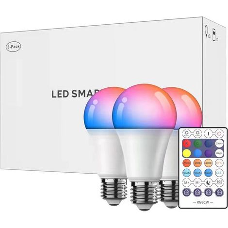 1 ampoule LED RGBW, commande Bluetooth et télécommande, lampe musicale multicolore, pour éclairage intérieur (1/4)