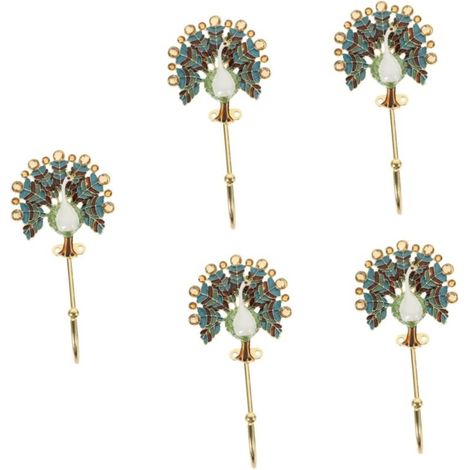 5 Pièces Patère Fleur Émaillée Crochets Muraux Vintage Crochets Porte-manteaux Crochets à Serviettes Chapeau Cintres Alliage De Zinc (1/5)
