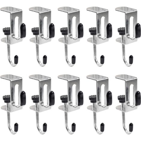 Set of 10 Office Bag Hanging Hooks – Upgraded Metal Handbag Holder for Tabletop Edge, Adjustable No-Drill Holder for Backpacks, Shoppers and Laptop Bags (1/5)