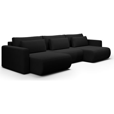 U-Sofa 4-sitzig umbaubar Truhe Evy Schwarz