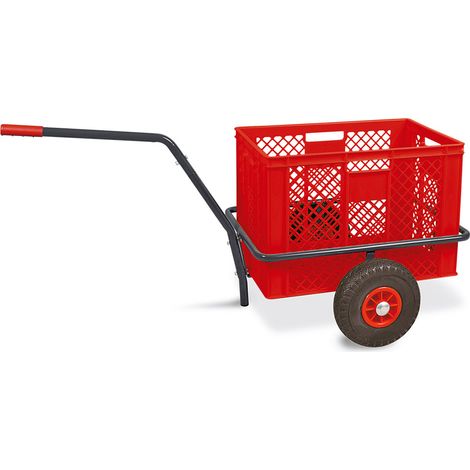 BRB Handwagen mit Kunststoffkorb H 410 mm, LxBxH 1250x640x660 mm, Tragkraft 200 kg (rot)