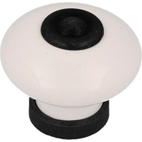 Pomo para mueble, modelo 824, de porcelana y metal con acabado negro mate y blanco, ø31 mm