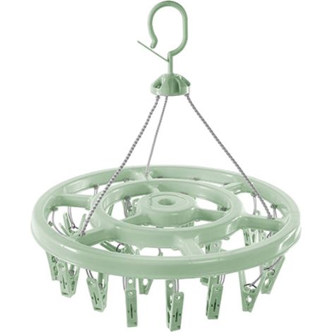Laundry Hangers with 12/18/24 Clips,Clothespin Rack Foldable Laundry Drying Rack Drip Hanger for Drying Socks,Gloves,3 (1/5)