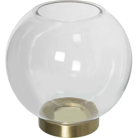 Vase Bougeoir En Verre Transparent Pied Doré °20X22 Cm, Bouche : °9 Cm - Base : °10 Cm (1/3)