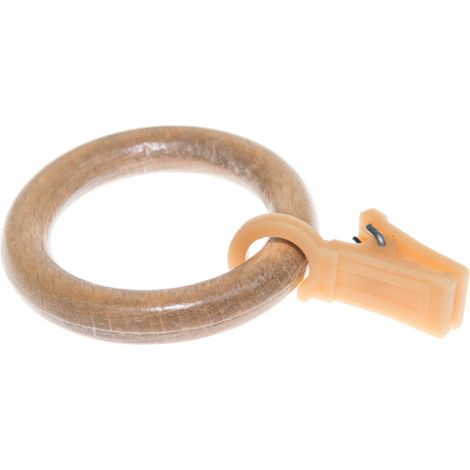 Anneaux en bois avec pince pour tringle à rideaux en bois, HÊTRE 20 pièces. (1/5)