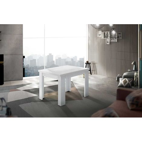 Table de salle à manger extensible 90 cm blanc laqué Jessica (1/3)