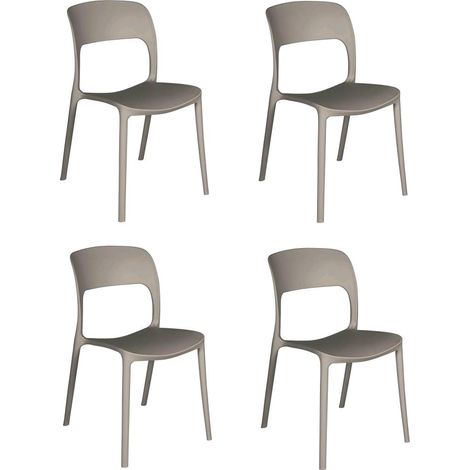 Set 4 Sedie Impilabili in polipropilene 83x56x46 cm Colore Tortora Design Moderno Moderno Colore Tortora