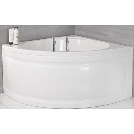 Milano Newby White Bathroom Reversible Corner Bath with Panel - 1200mm x 1200mm