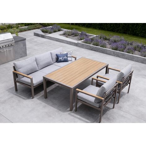 Primaster Gartenmöbel-Set Porto Aluminium in Holzoptik Essplatz Set (1/3)