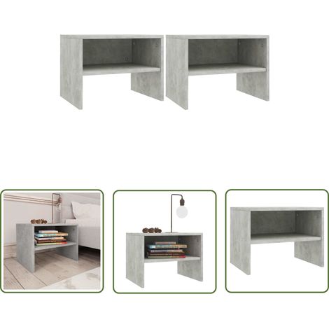 2 pcs Tables de chevet Gris béton 40 x 30x30 (1/5)