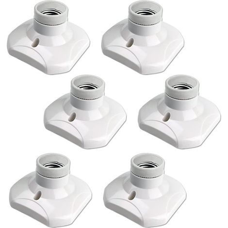 Douille Plafond E27 à Visser, Douille E27 Garage, AC 220-240V, Support Douille pour Ampoule LED, Base Plafonnier Culot E27, Base de Lampe Plastique Blanche pour Lampe au Mur, lot de 6 (1/3)
