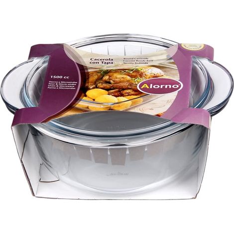 Casseruola Tonda in Vetro Alorno con Coperchio 1,5 litri (1/2)