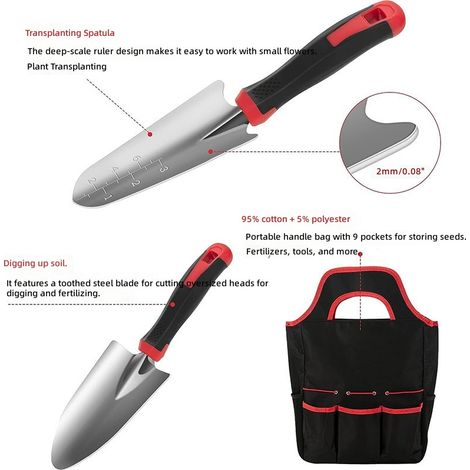 Ensemble outils jardin acier inoxydable, kit jardinage de 9 robustes en multifonctionnel pour la (1/5)