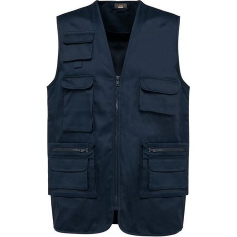 Gilet multitasche in policotone foderato WK. Progettato per funzionare Blu navy M
