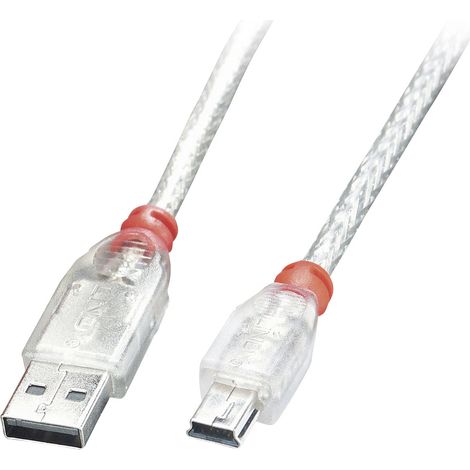 LINDY USB-Kabel USB 2.0 USB-A Stecker, USB-Mini-B Stecker 0.20 m Transparent 41780
