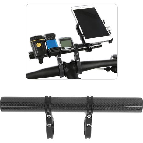 Support vélo en fibre de carbone, fixation double pour phares et équipements cyclistes (1/5)