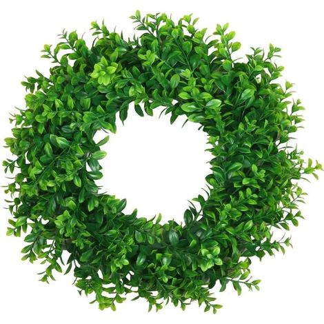 Guirlande naturelle de 40 cm pour porte d'entrée, couronne artificielle verte à suspendre pour décoration intérieure et extérieure (fenêtre, mur, mariage). (1/5)