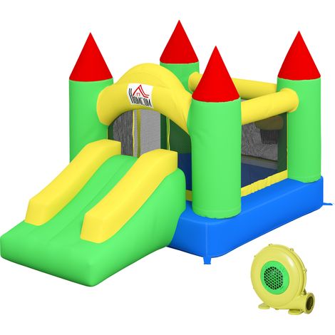 Aufblasbare Hüpfburg mit Rutsche und Sicherheitsnetz, bis 100 kg, für Kinder von 3 bis 10 Jahren, 300 x 180 x 160 cm