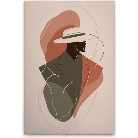 Leinwandbild Mann Abstrakt M1-No.51688 - Kunstdruck auf Leinwand in Beige Orange - Wandbild 30 x 45 cm (1/5)