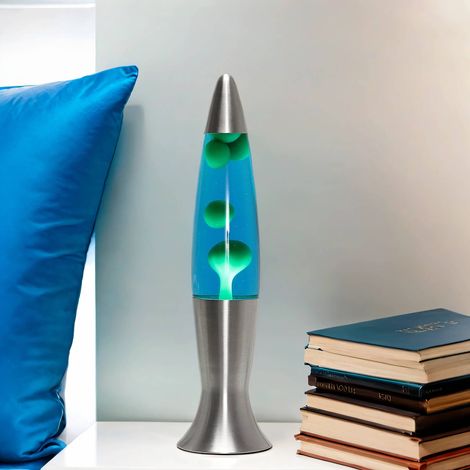 Lavalampe Blau Grün H: 40 cm mit G9 Leuchtmittel Retro Design Tischleuchte ANGELINA