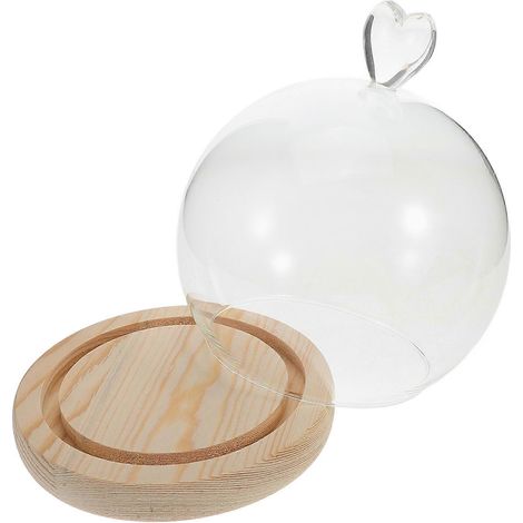 Cloche décorative en verre avec dôme transparent et socle (1 pièce) (1/5)