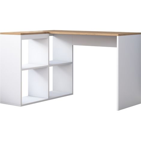 Scrivania angolare finitura rovere e bianco L120 cm - CASSIE