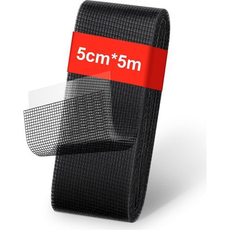 Nastro di riparazione per zanzariere Flintronic (50 mm x 5 m), riparazione di zanzariere per finestre, kit di protezione dalle zanzare, nastro in rete di fibra di vetro (1/5)